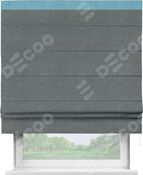 Римская штора «Кортин» с кантом Кинг, для проема, ткань вельвет серый