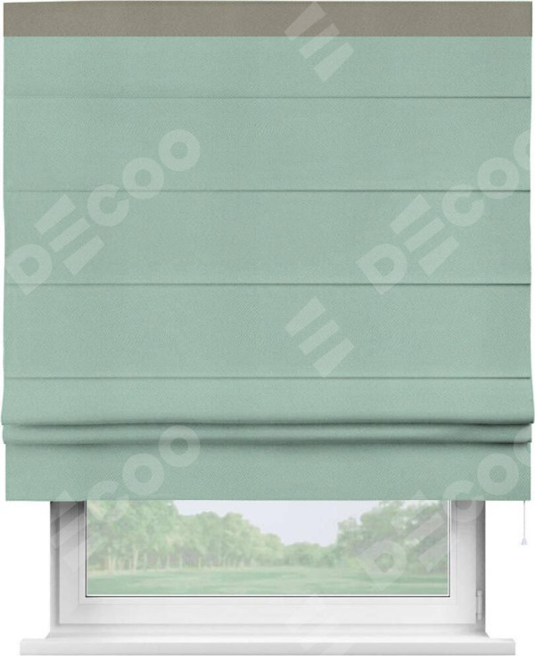 Римская штора «Кортин» с кантом Кинг, для проема, ткань блэкаут однотонный ментоловый