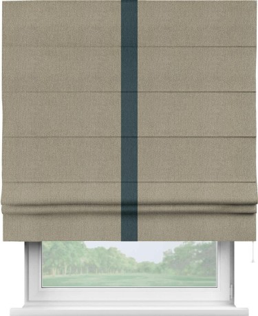 Римская штора «Кортин» с кантом Хайвэй, для проема, ткань твид блэкаут, кофе