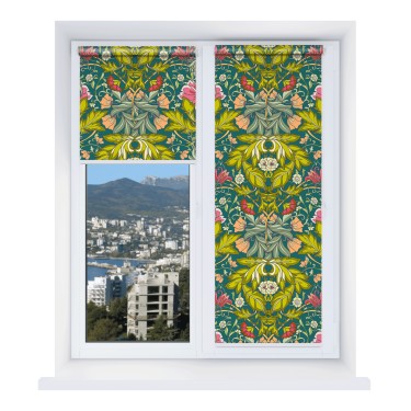 Рулонная штора Мини с принтом Цветок морриса