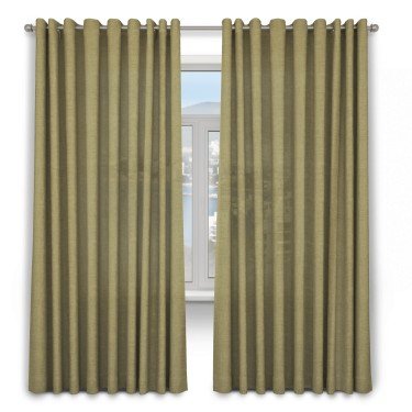 Шторы на люверсах, из ткани лён, коричневого цвета