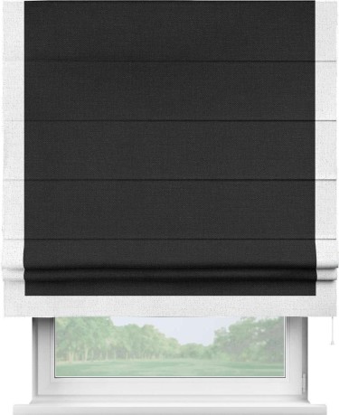 Римская штора «Кортин» для проёма, лён чёрный, с кантом Виктория