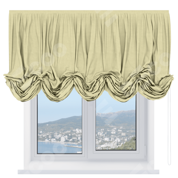 Австрийская штора «Кортин», ткань софт однотонный молочный