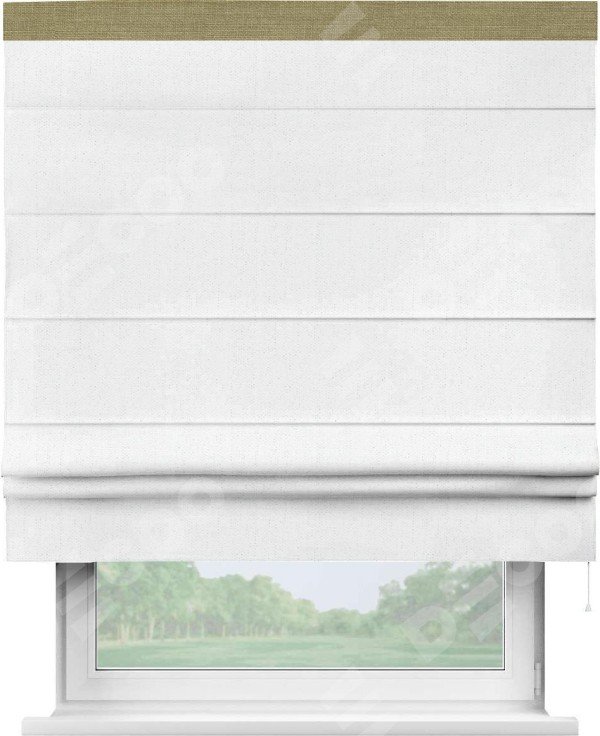 Римская штора «Кортин» с кантом Кинг, для проема, лён белоснежный