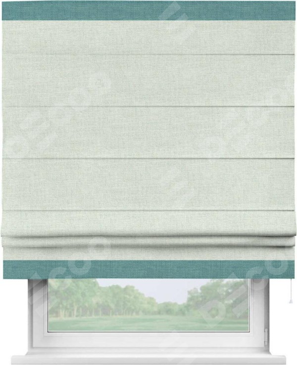 Римская штора «Кортин» для проёма, лён топлёное молоко, с кантом Горизонт