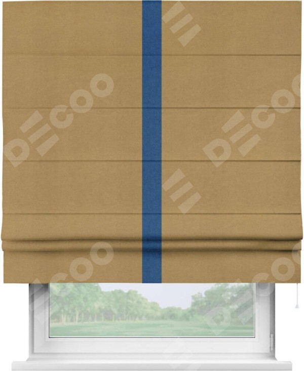 Римская штора «Кортин» с кантом Хайвэй, для проема, ткань вельвет горчица