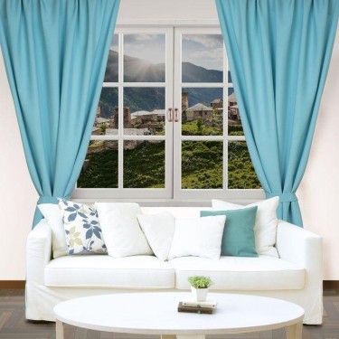 Штора портьерная "Этель" ширина 200 см, высота 250 см, цвет бирюзовый, матовая