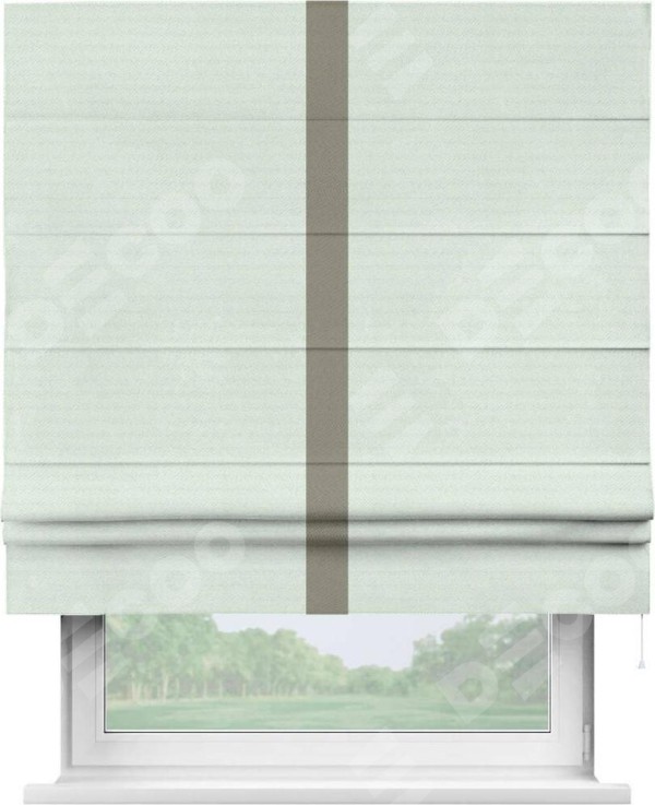 Римская штора «Кортин» с кантом Хайвэй, для проема, ткань блэкаут однотонный дымчато-молочный