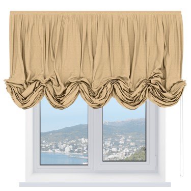 Австрийская штора «Кортин», ткань софт однотонный бежевый