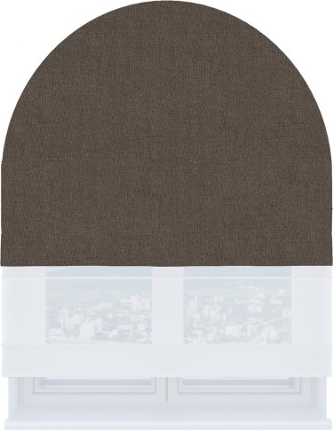 Римская штора «Кортин» день-ночь для арочного проёма, лён блэкаут коричневый
