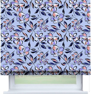 Римская штора «Кортин» для проема «Цветочки и листочки»