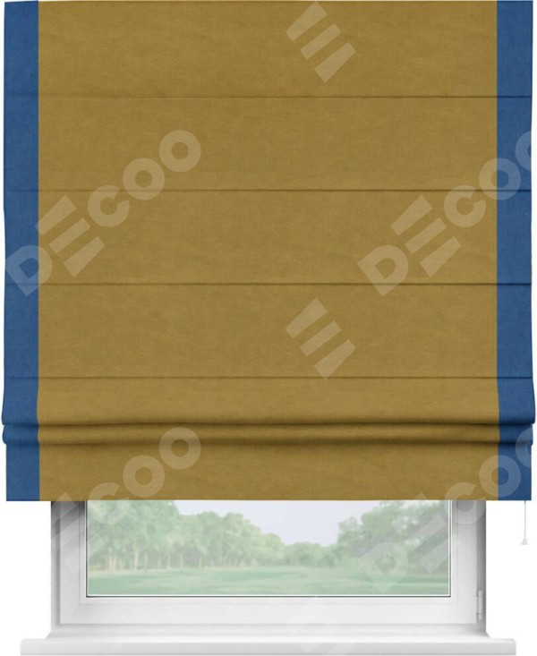 Римская штора «Кортин» с кантом Стрим Дуо, для проема, ткань вельвет светло-коричневый