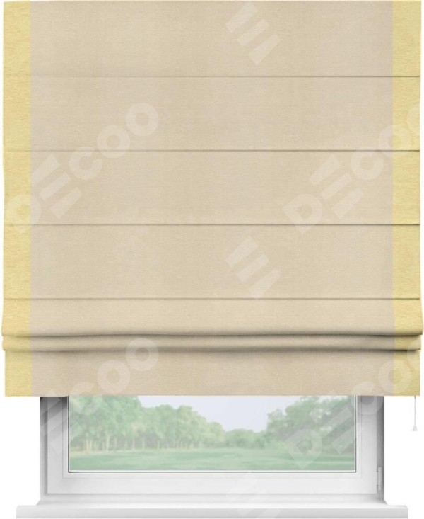 Римская штора «Кортин» с кантом Стрим Дуо, для проема, ткань софт однотонный бежевый лайт