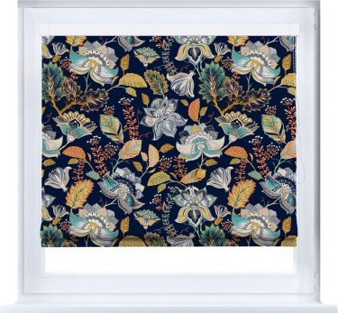 Римская штора «Кортин» кассетная «Тёмный букет»