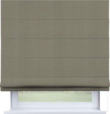 Римская штора «Кортин» для проема, ткань блэкаут однотонный, бежево-серый