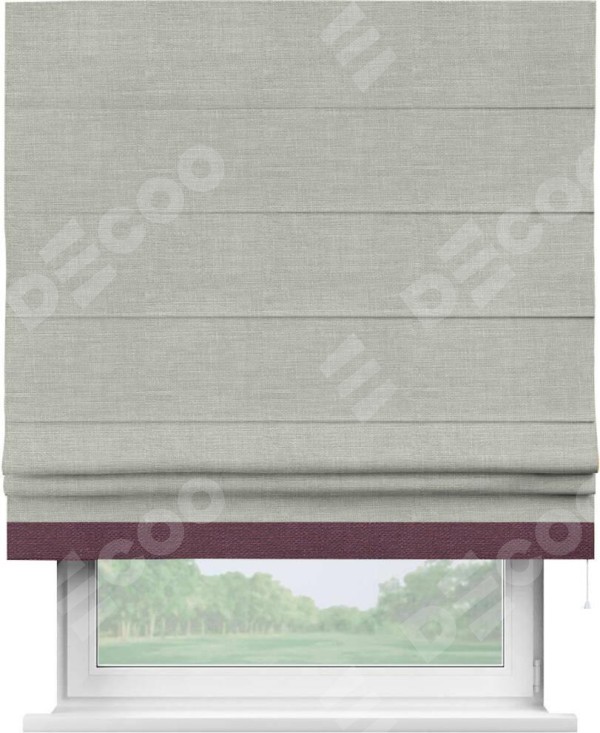 Римская штора «Кортин» с кантом Джестер, для проема, ткань лён серый
