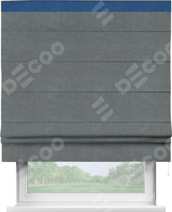 Римская штора «Кортин» с кантом Кинг, для проема, ткань вельвет серый