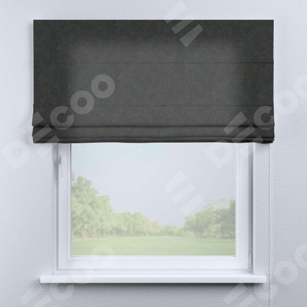 Римская штора «Кортин» для проема, ткань вельвет цвет тёмно-серый