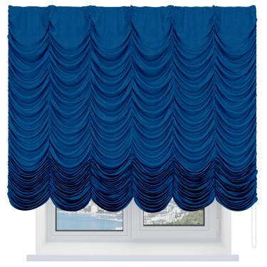 Французская штора «Кортин», вельвет синий