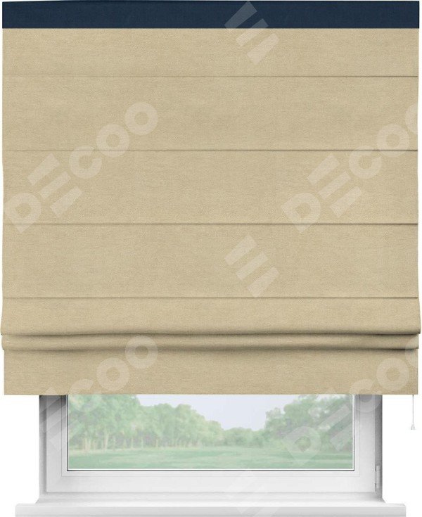 Римская штора «Кортин» с кантом Кинг, для проема, ткань вельвет бежевый