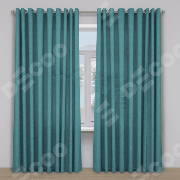 Шторы на люверсах ткань лён бирюзовый