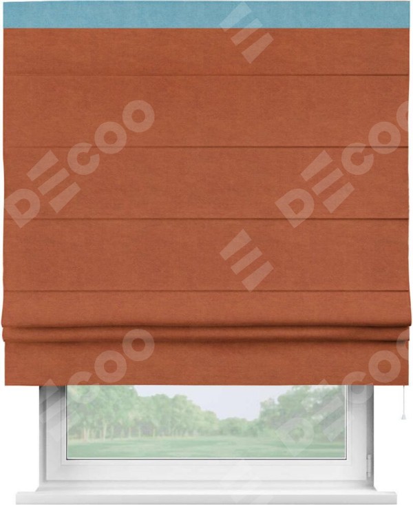 Римская штора «Кортин» с кантом Кинг, для проема, ткань вельвет терракотовый