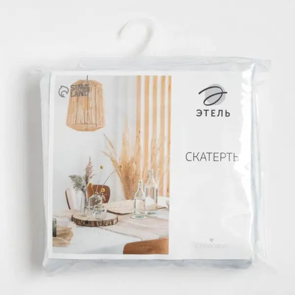 Скатерть Этель "Серебряные звезды" цв.белый, 142*283 +/-3 см, 115 ±10 гр,100% п/э