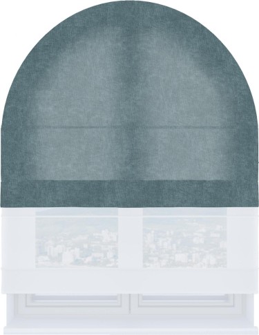 Римская штора «Кортин», канвас серо-голубой, день-ночь для арочного проёма