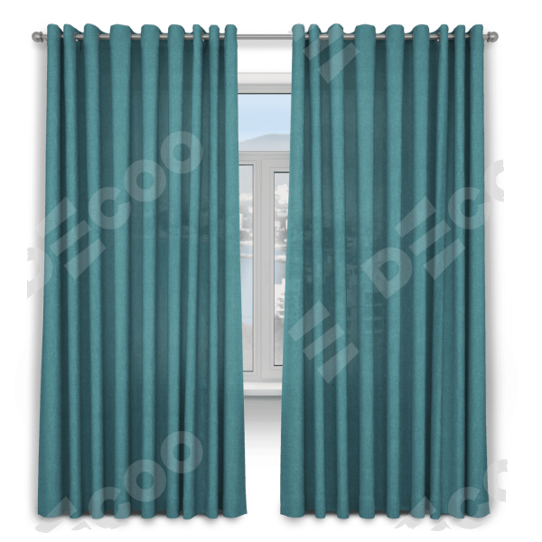 Шторы на люверсах ткань лён бирюзовый