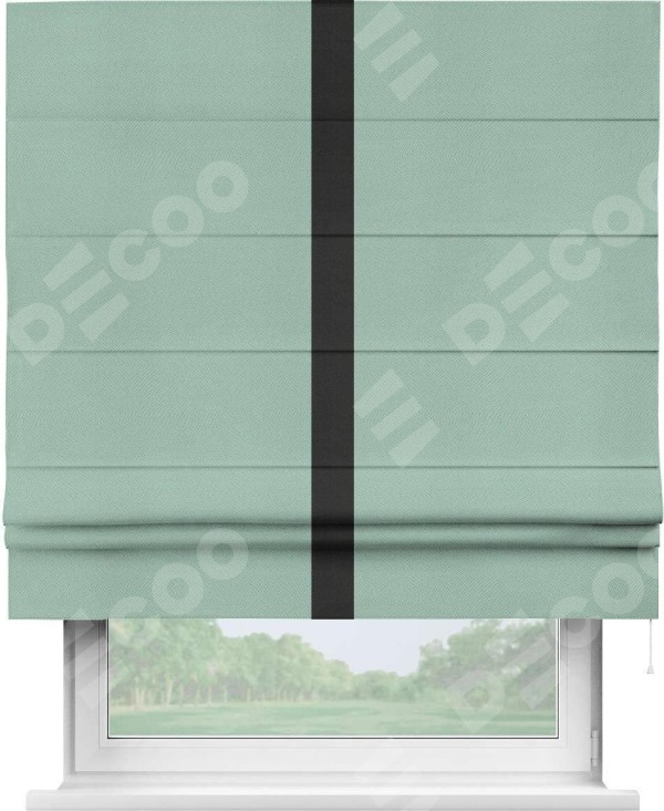 Римская штора «Кортин» с кантом Хайвэй, для проема, ткань блэкаут однотонный ментоловый