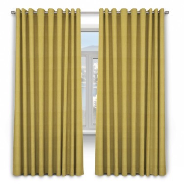 Шторы на люверсах ткань твид блэкаут, пыльная горчица