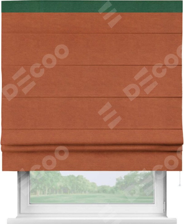 Римская штора «Кортин» с кантом Кинг, для проема, ткань вельвет терракотовый