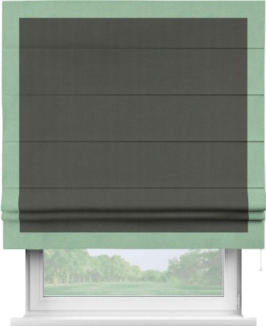 Римская штора «Кортин» для проема, блэкаут однотонный дымчато-серый с кантом Чесс