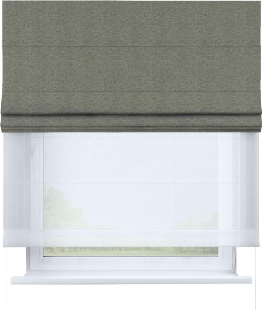 Римская штора день-ночь, лён димаут, стальной