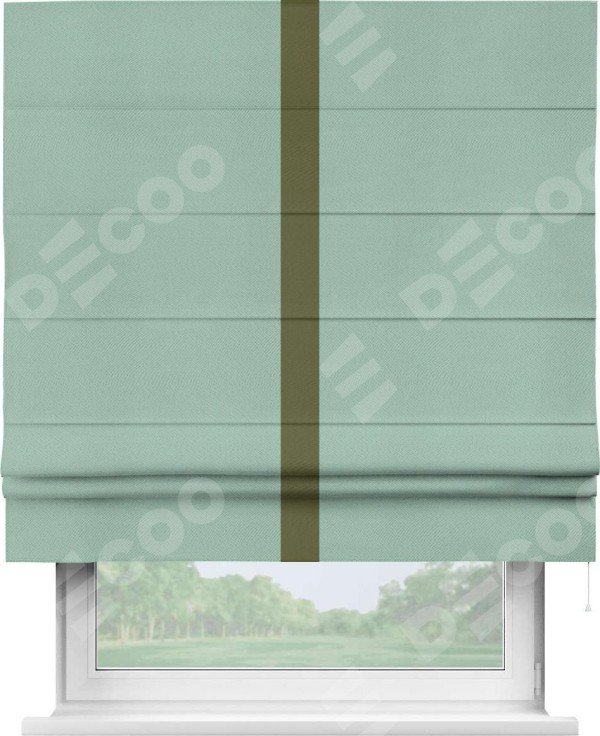 Римская штора «Кортин» с кантом Хайвэй, для проема, ткань блэкаут однотонный ментоловый