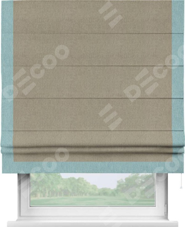 Римская штора «Кортин» с кантом Виктория, для проема, ткань твид блэкаут, кофе