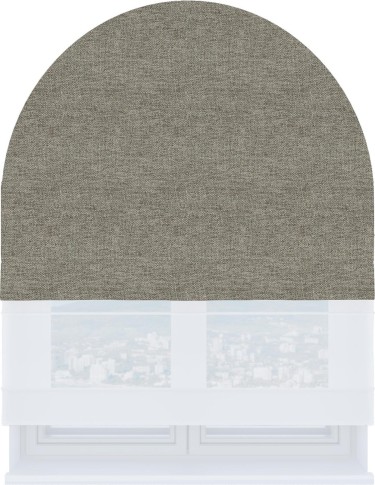 Римская штора «Кортин» день-ночь для арочного проёма, стиф димаут серо-коричневый