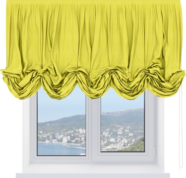 Австрийская штора «Кортин», вельвет светло-желтый