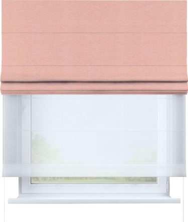 Римская штора «Кортин» день-ночь, ткань лён розовый