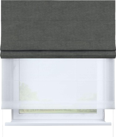 Римская штора «Кортин», канвас тёмно-серый, день-ночь