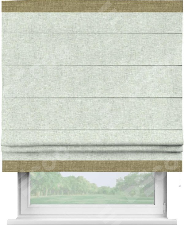 Римская штора «Кортин» для проёма, лён топлёное молоко, с кантом Горизонт