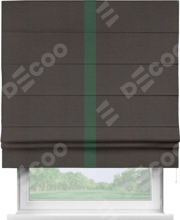 Римская штора «Кортин» с кантом Хайвэй, для проема, ткань лён димаут, венге