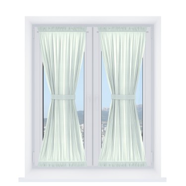 Штора песочные часы «Кортин», ткань блэкаут однотонный молочный