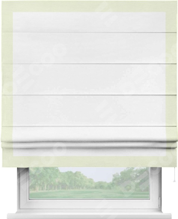 Римская штора «Кортин» с кантом Чесс, для проема, ткань вельвет дымчато-белый