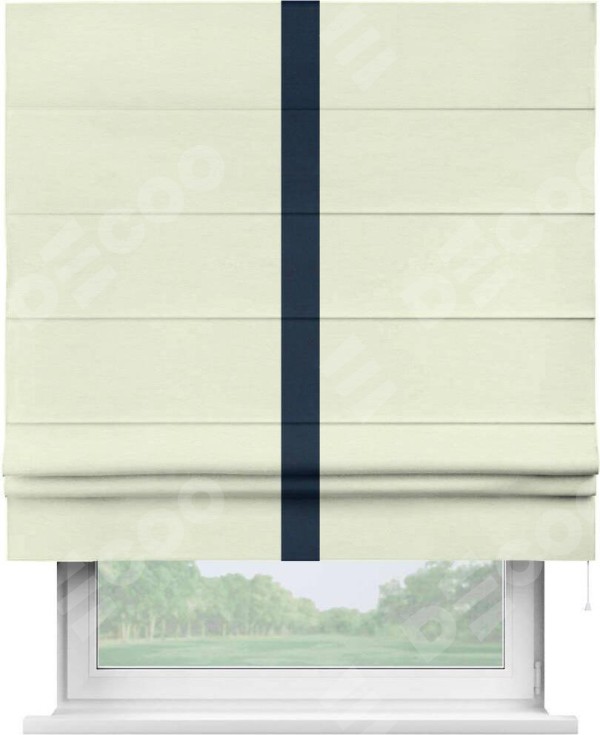 Римская штора «Кортин» с кантом Хайвэй, для проема, ткань вельвет молочный