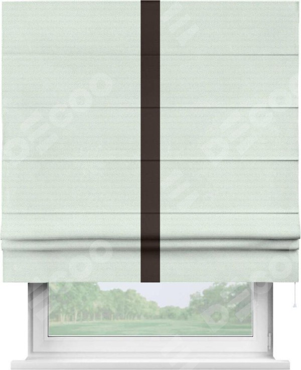 Римская штора «Кортин» с кантом Хайвэй, для проема, ткань блэкаут однотонный дымчато-молочный