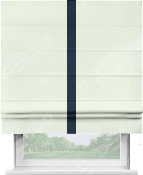 Римская штора «Кортин» с кантом Хайвэй, для проема, ткань вельвет кремовый