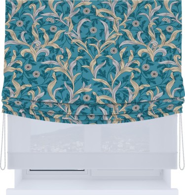 Римская штора «Кортин», день-ночь с мягкими складками, «Винтажные листья»