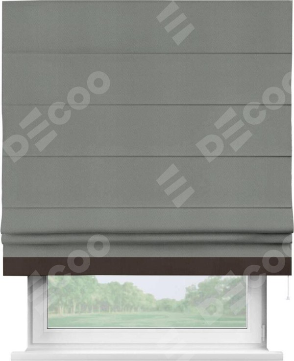 Римская штора «Кортин» с кантом Джестер, для проема, ткань блэкаут однотонный тёмно-серый