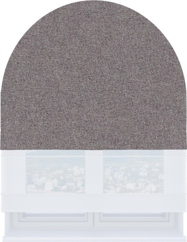 Римская штора «Кортин» день-ночь для арочного проёма, лён блэкаут сиреневый